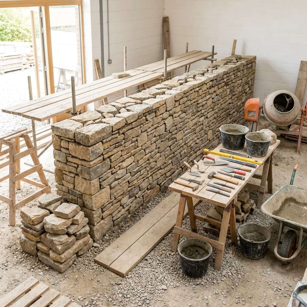 Construction de mur en pierre